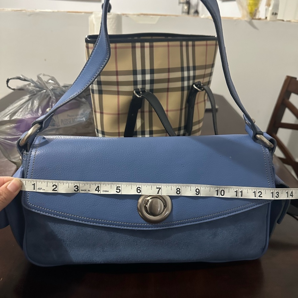 Blue Leather Shoulder Bag